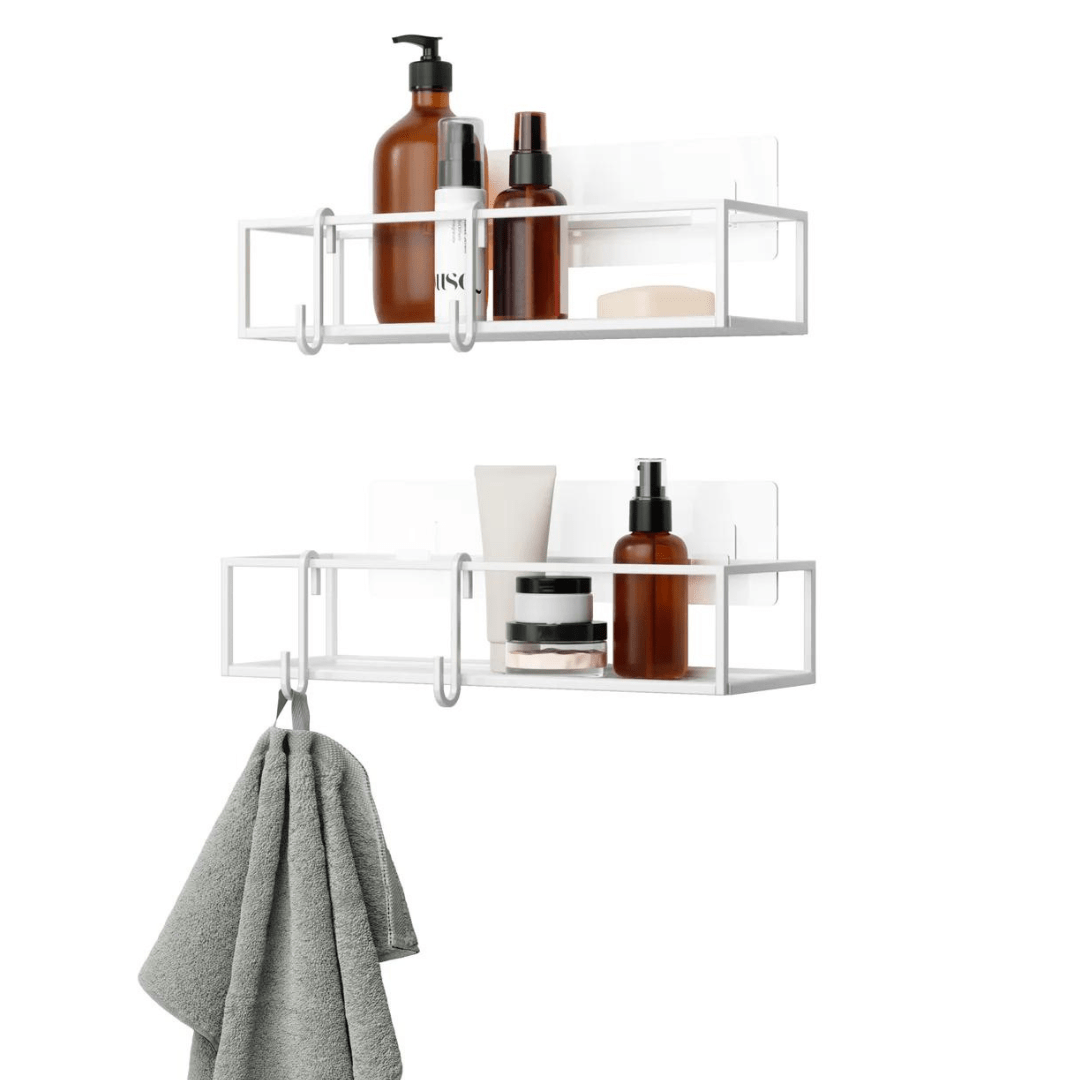 Prateleira Porta Shampoo Cubiko Branca 2 Peças