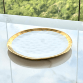 Prato de Sobremesa Dubai Branco e Dourado 21cm