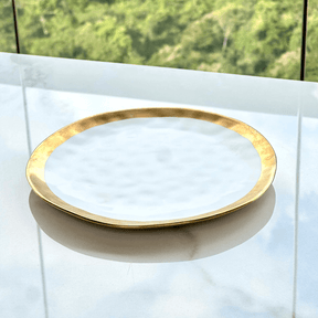 Prato de Sobremesa Dubai Branco e Dourado 21cm