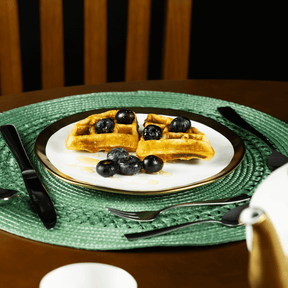 Prato de Sobremesa Dubai Branco e Dourado 21cm