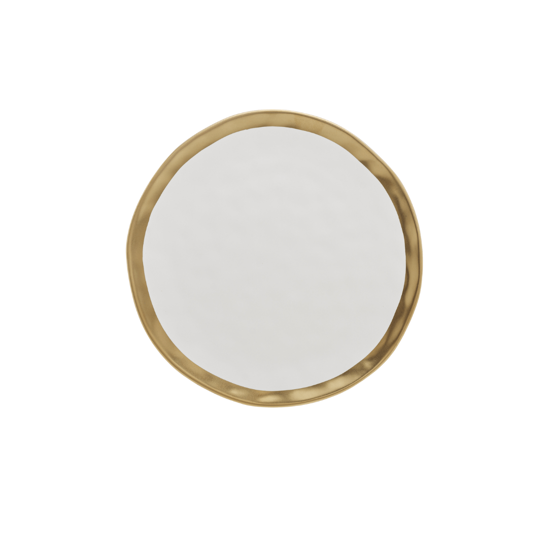 Prato de Sobremesa Dubai Branco e Dourado 21cm