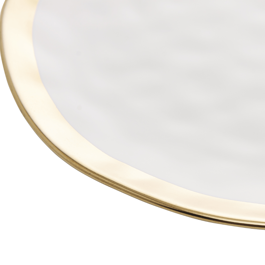 Prato de Sobremesa Dubai Branco e Dourado 21cm
