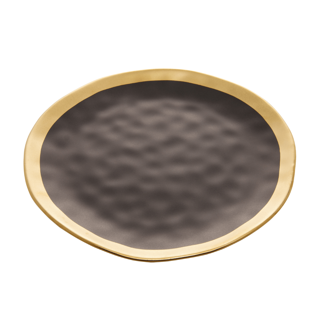 Prato de Sobremesa Dubai Preto e Dourado 21cm