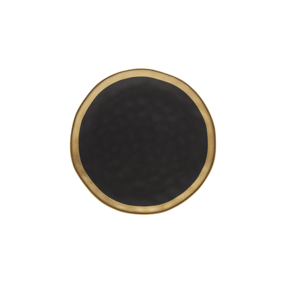 Prato de Sobremesa Dubai Preto e Dourado 21cm