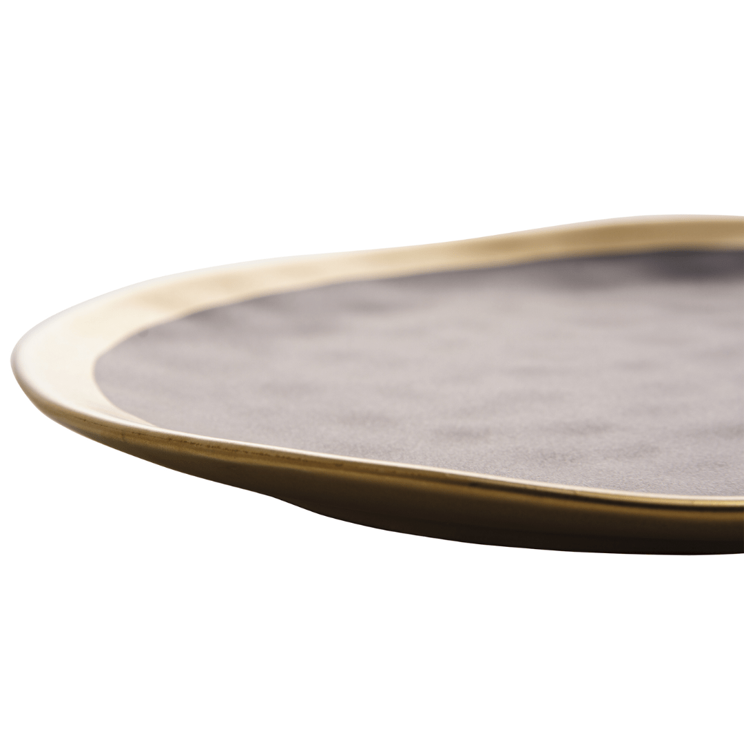 Prato de Sobremesa Dubai Preto e Dourado 21cm