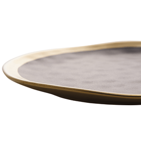 Prato de Sobremesa Dubai Preto e Dourado 21cm