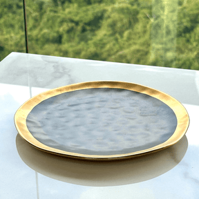 Prato de Sobremesa Dubai Preto e Dourado 21cm