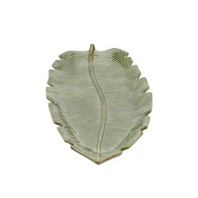 Prato Decorativo Cerâmica Folha de Banana Leaf Verde 29 cm