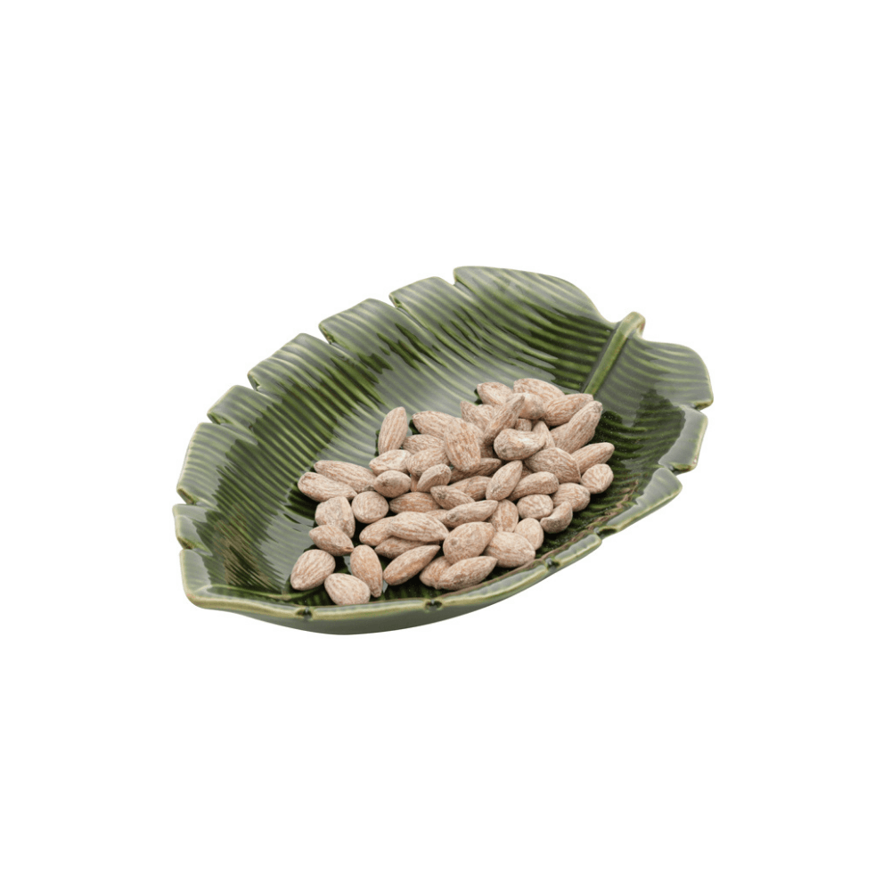 Prato Decorativo Travessa de Cerâmica Leaf Folha de Banana Verde 23cm