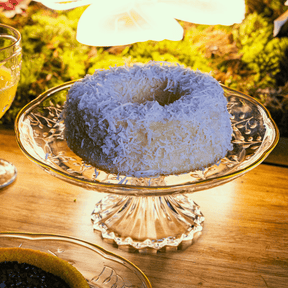 Prato para Bolo com Pé em Cristal Fio de Ouro New Butterfly 27cm