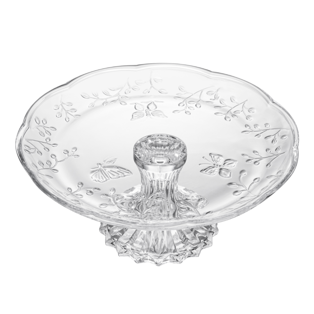 Prato para Bolo com Pé em Cristal New Butterfly 27cm
