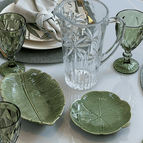 Prato Travessa Funda Cerâmica Folha de Banana Leaf Verde 30 cm