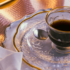 Xicara de Chá com Pires de Cristal New Butterfly Fio de Ouro 180ml