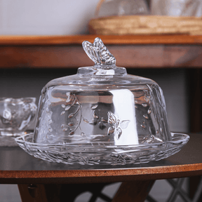 Queijeira com Tampa em Cristal Ecológico New Butterfly 19,5cm
