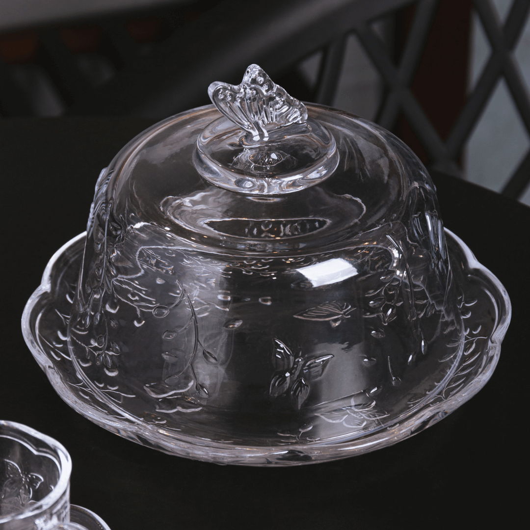 Queijeira com Tampa em Cristal Ecológico New Butterfly 19,5cm