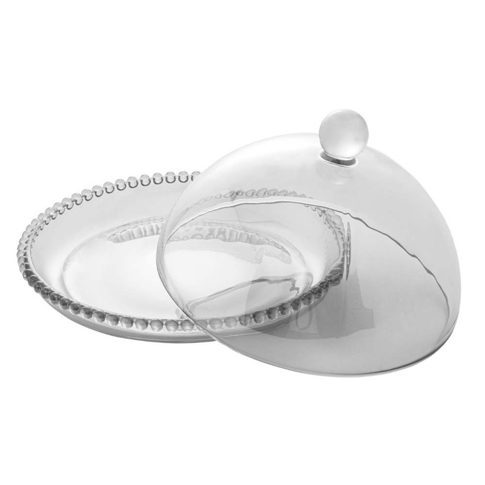 Queijeira Cristal Pearl Bolinha - 20 cm