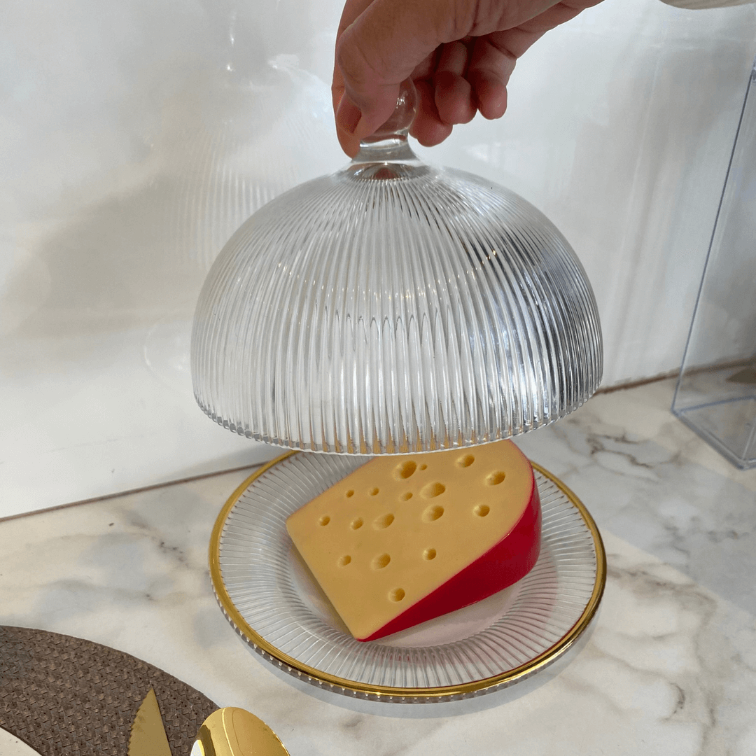 Queijeira de Vidro com Borda Dourada Garffiato 20cm