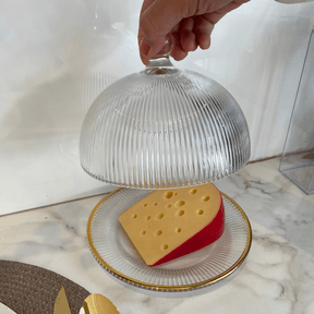 Queijeira de Vidro com Borda Dourada Garffiato 20cm