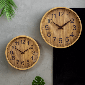 Relógio de Parede Wood Estilo Madeira Bambu 25,4cm
