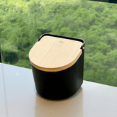 Saleiro Lume Preto com Tampa de Bambu Preto 500g