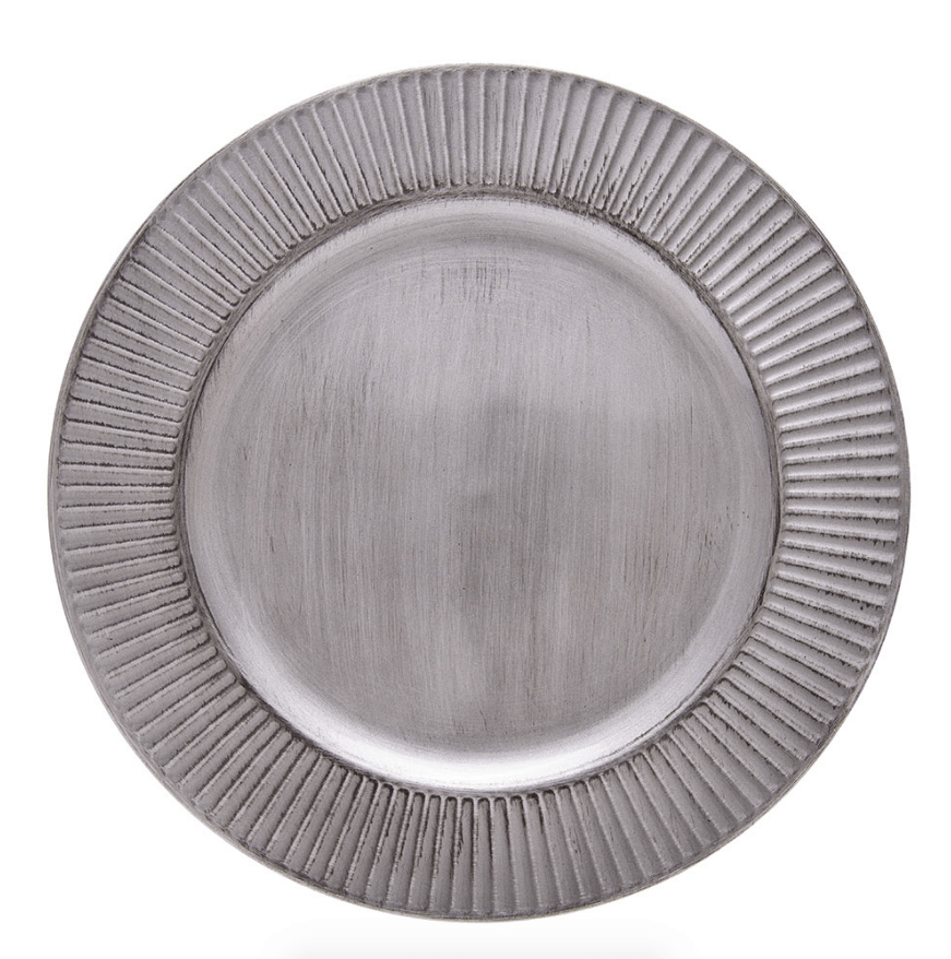 Sousplat Galles Radial Silver Antique Prata 33cm