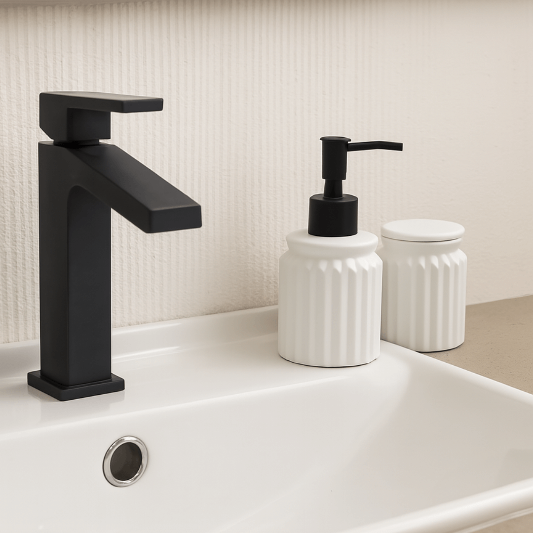 Kit para Banheiro em Cerâmica Stripes Branco 2 Peças