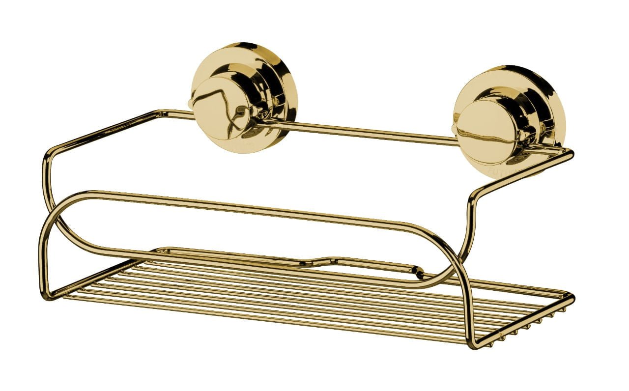 Suporte Cesto Multiuso Fixação por Ventosa Dourado