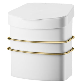 Suporte Com Lixeira De Fixacao Ventosa Branco com Dourado 2,5 Litros