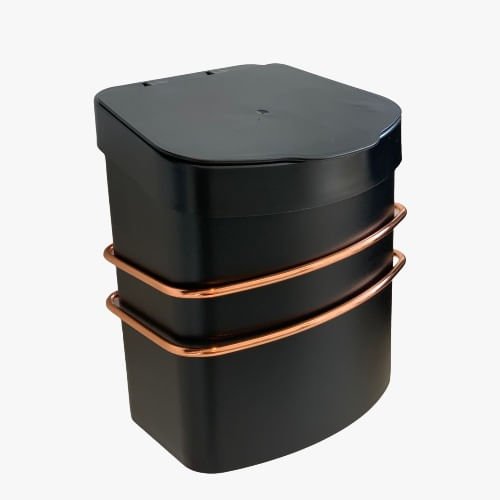 Suporte Com Lixeira Ventosa Preta e Rose Gold 2,5 Litros