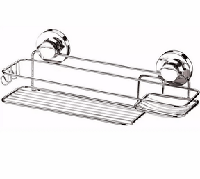 Suporte de Parede Com Ventosa Para Shampoo e Sabonete Cromado