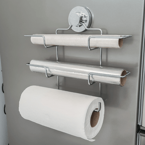 Suporte de Rolos Triplo para Papel Toalha/Alumínio/PVC com Ventosa Cromado