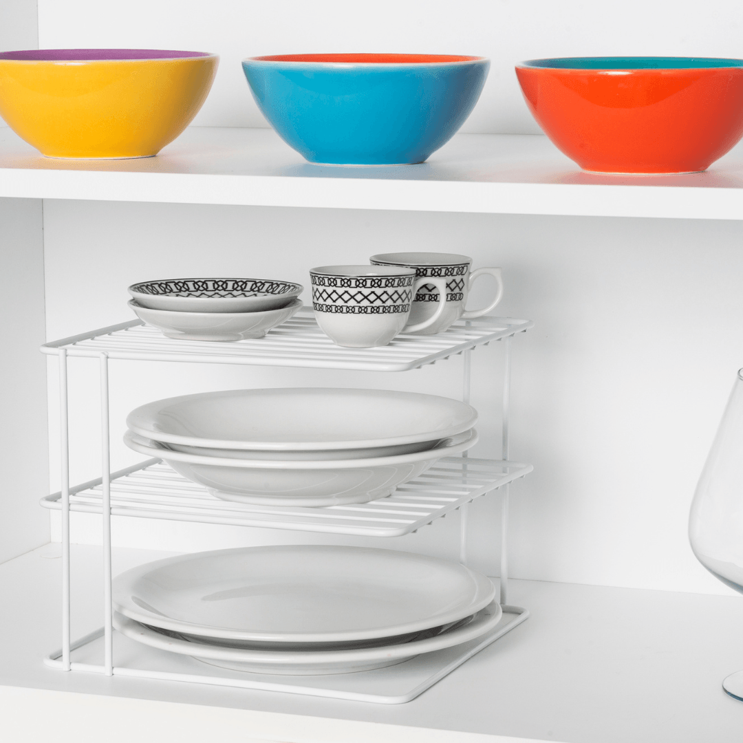Suporte Organizador de Pratos 3 Níveis 26cm Branco Alta Resistência