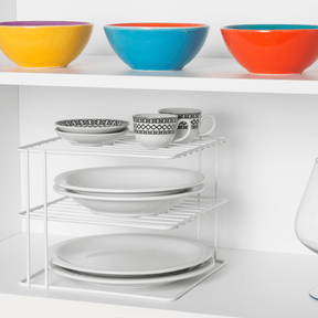 Suporte Organizador de Pratos 3 Níveis 26cm Branco Alta Resistência
