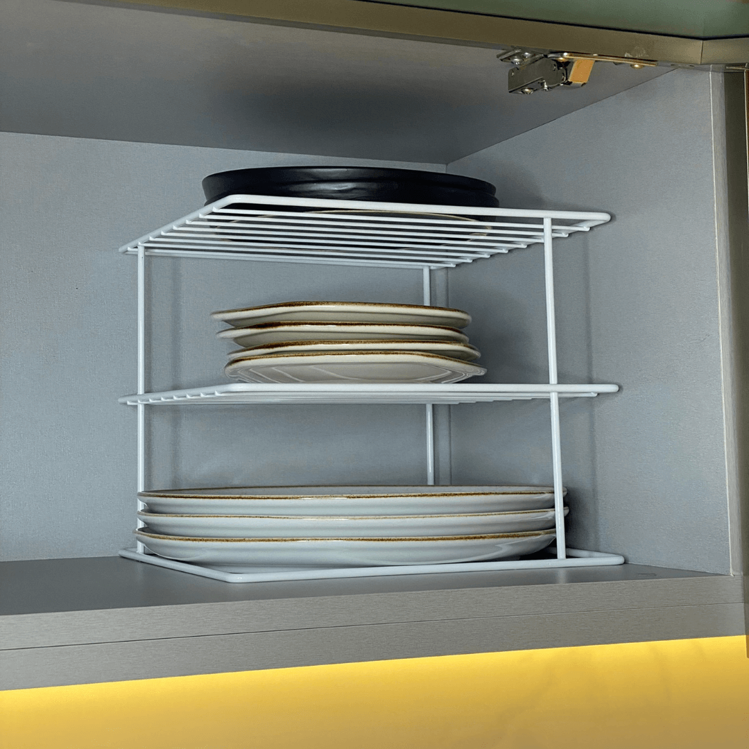 Suporte Organizador de Pratos 3 Níveis 26cm Branco Alta Resistência