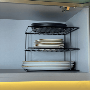 Suporte Organizador de Pratos 3 Níveis 26cm Preto Fosco Alta Resistência