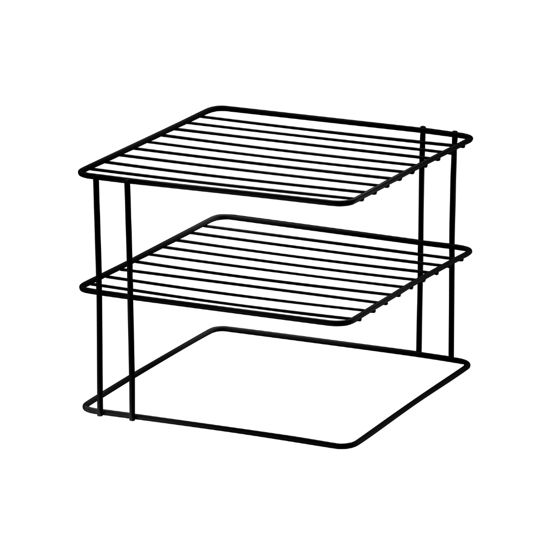 Suporte Organizador de Pratos 3 Níveis 26cm Preto Fosco Alta Resistência