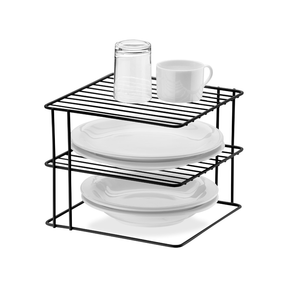 Suporte Organizador de Pratos 3 Níveis 26cm Preto Fosco Alta Resistência