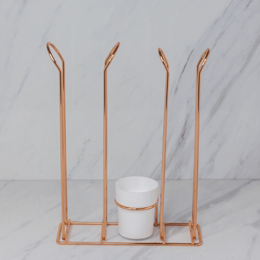 Suporte Organizador Porta Copos 200ml e 50/80ml Porta Mexedores Rose Gold