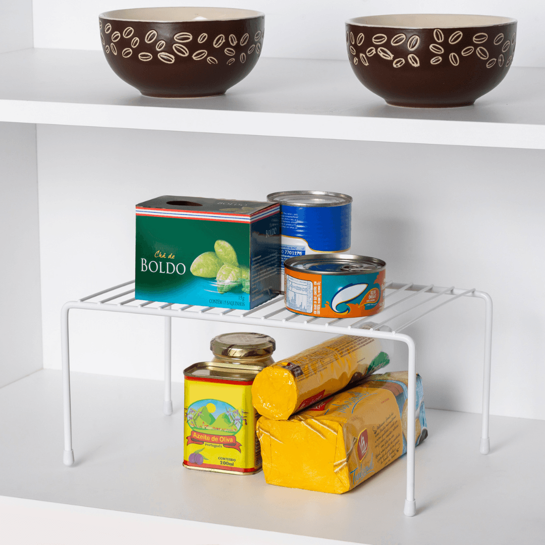 Suporte Organizador Retangular de Armário Médio 32,5cm Branco Alta Resistência