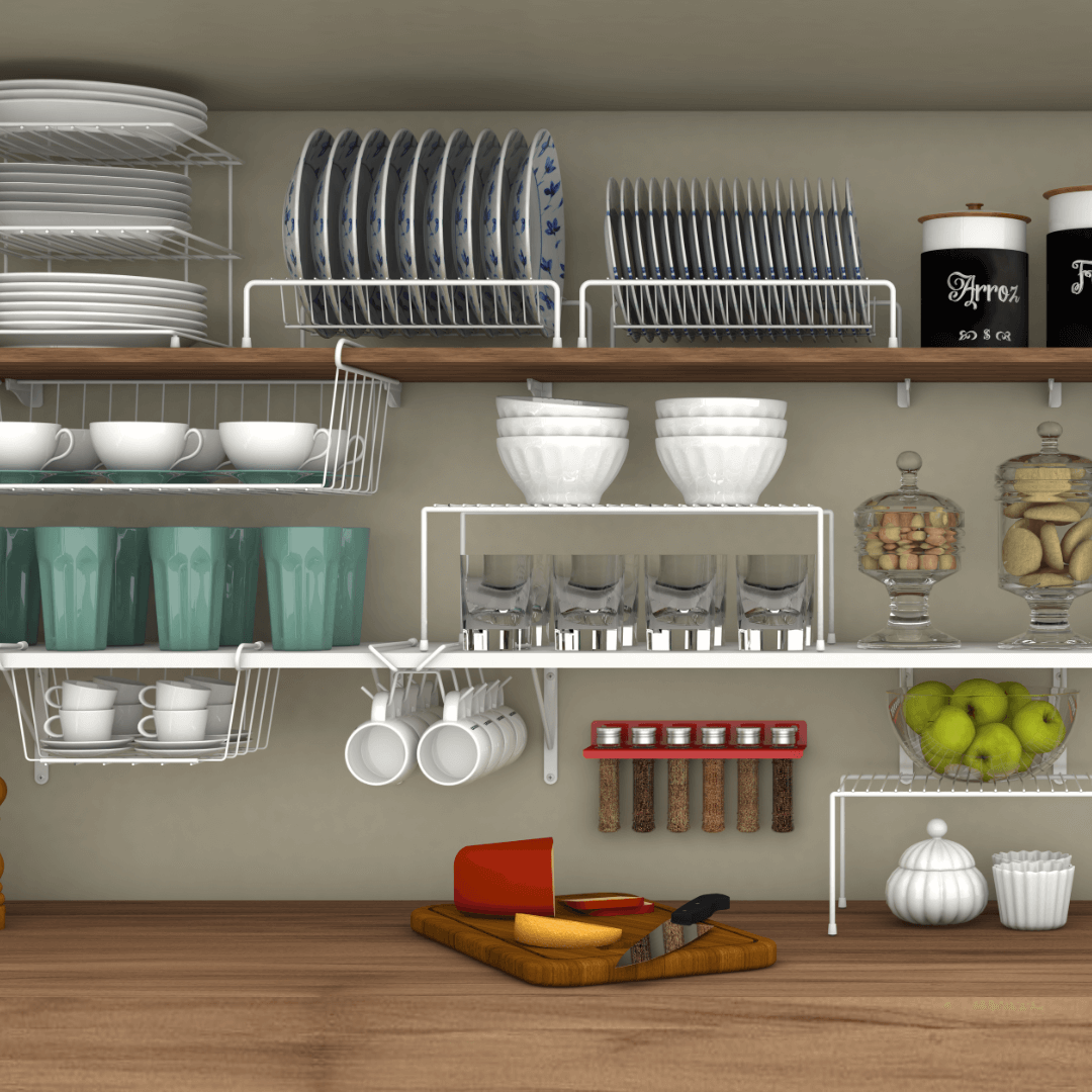 Suporte Organizador Retangular de Armário Médio 32,5cm Branco Alta Resistência