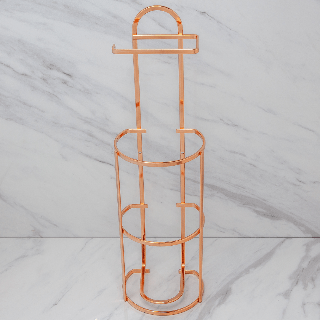 Suporte para Papel Higiênico 3 rolos de Chão e Parede Rose Gold