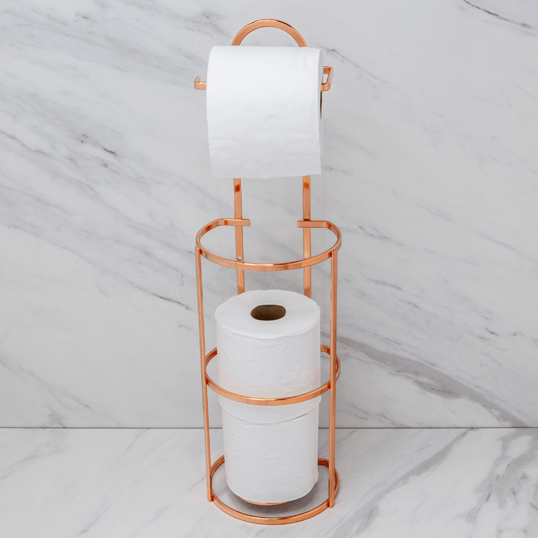 Suporte para Papel Higiênico 3 rolos de Chão e Parede Rose Gold