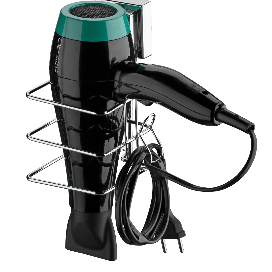Suporte para Secador de Cabelo Fixação Ventosa Cromado
