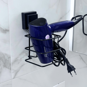 Suporte para Secador de Cabelo Fixação Ventosa Preto