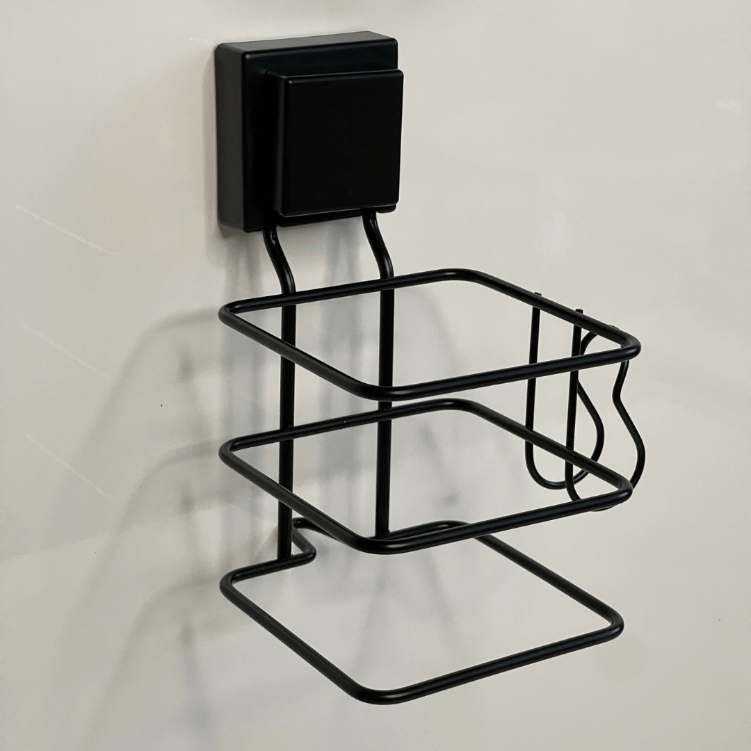 Suporte para Secador de Cabelo Fixação Ventosa Preto