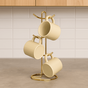 Suporte para Xícaras e Canecas em Aço Dourado 15,2cm