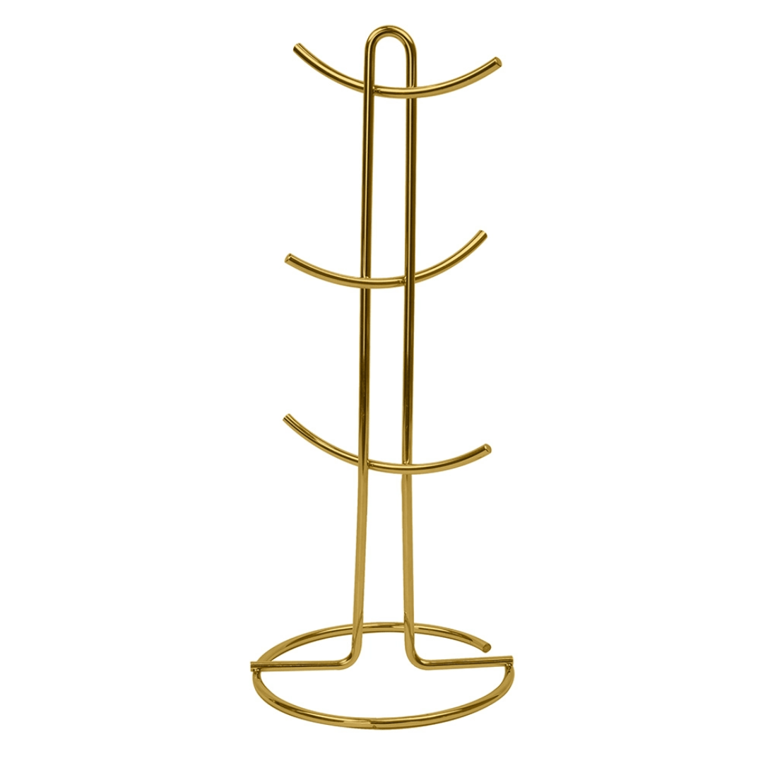Suporte para Xícaras e Canecas em Aço Dourado 15,2cm