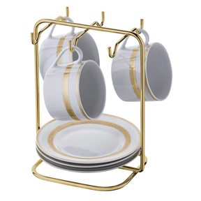 Suporte Porta Pires Maior e Xicara de Cha Dourado