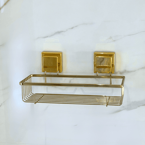 Suporte Porta Shampoo com Ventosa Aço Dourado 28cm
