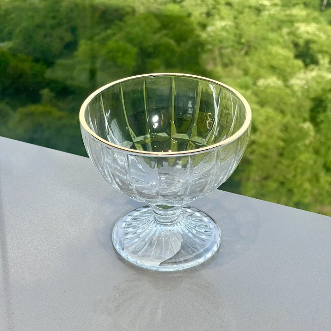 Jogo 4 Taças para Sobremesa Vidro Cristalle com Borda dourada 360ml